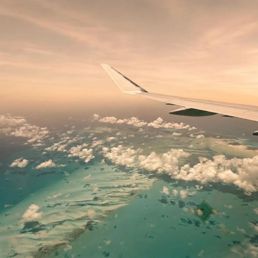 Flight over the Caribbean